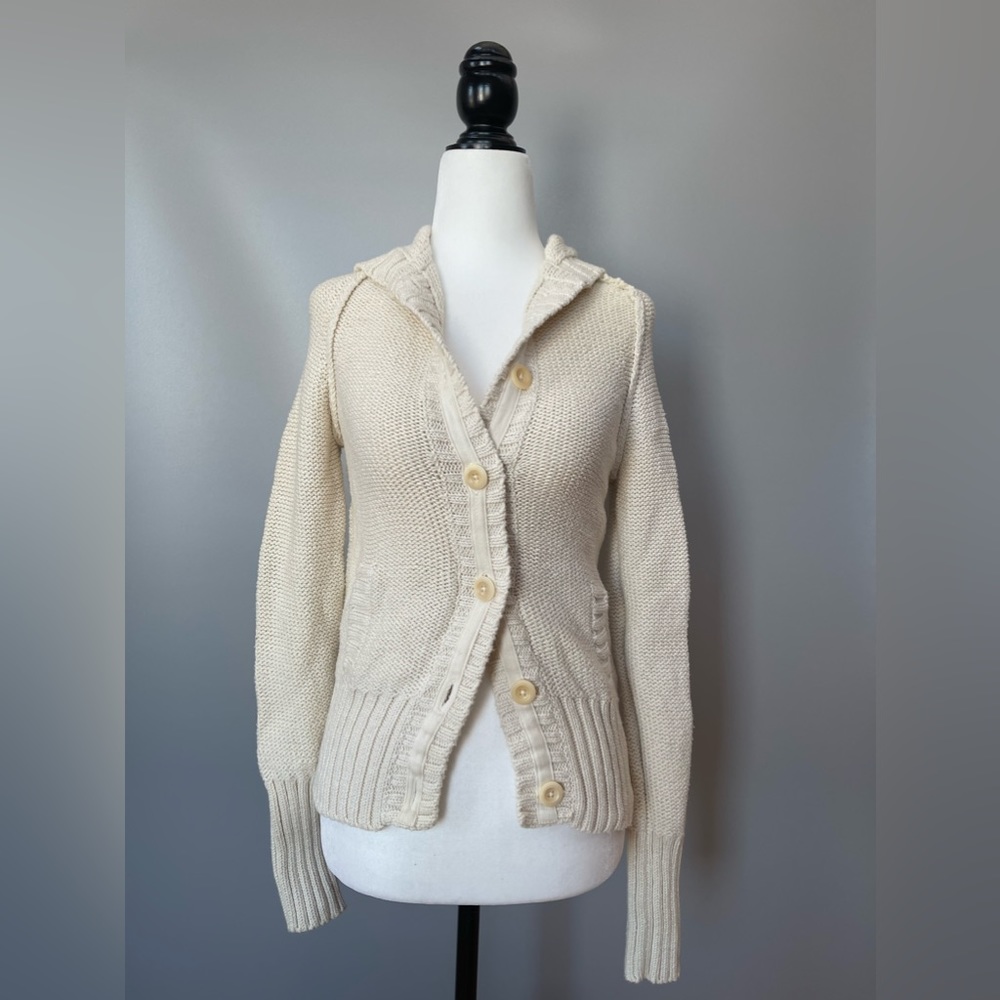 Gap jeans limited edition knit button up with hood excellent condition